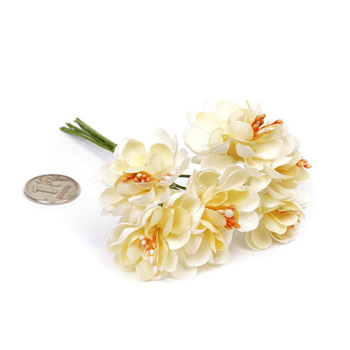 Букет тканевых циний тип 2, цвет кремово-ванильный