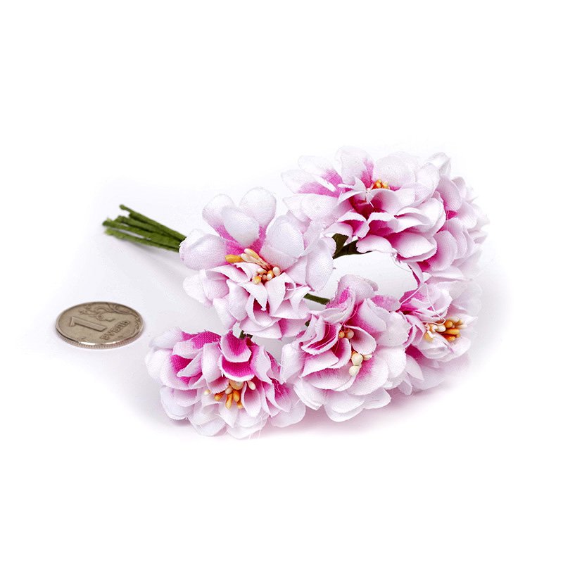 Букет тканевых циний тип 3, цвет бело-розовый