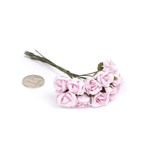 Букет бумажных полуоткрытых роз "Розовый", в упаковке