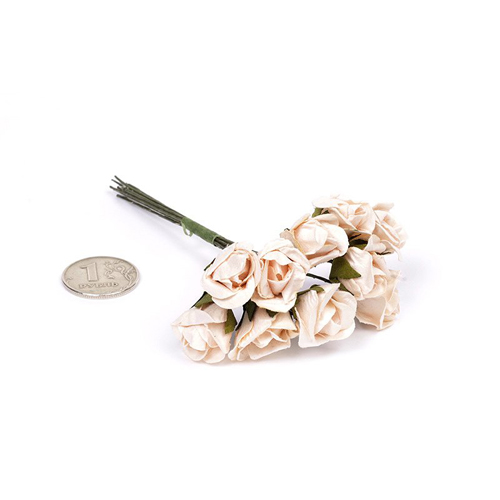 Букет бумажных полуоткрытых роз "Кремовый", в упаковке