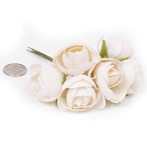 Букет тканевых полуоткрытых роз 3 см "Кремовый", в упаковке