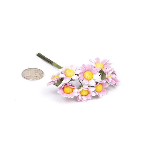 Букет тканевых маргариток "Розовый с белым", в упаковке