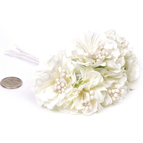 Букет тканевых хризантем "Молочный", в упаковке