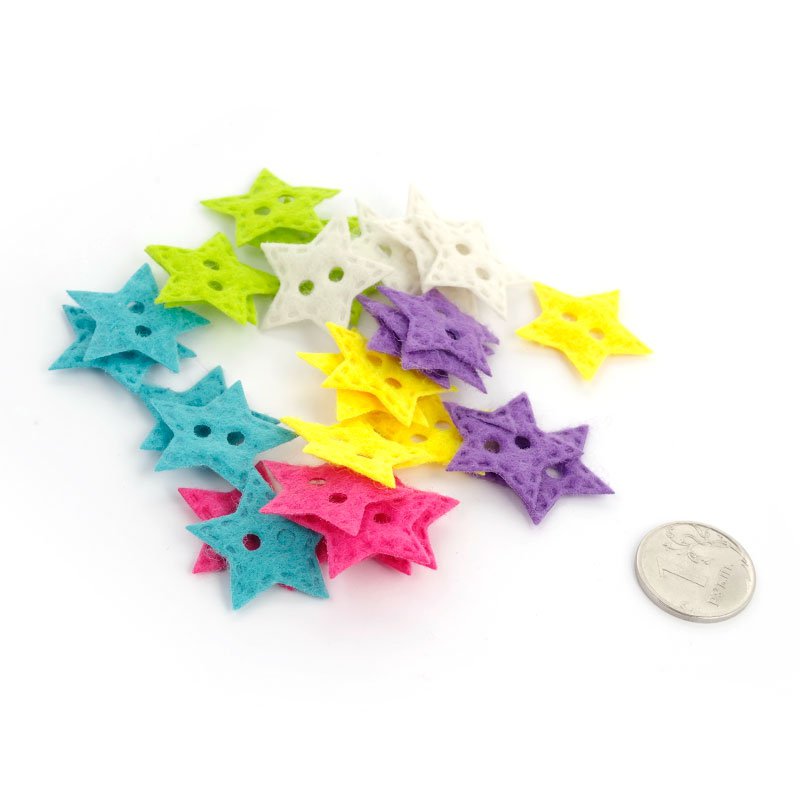 Набор фетровых пуговиц "Звёздочки".