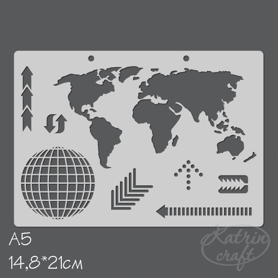 Трафарет Katrin craft А5 "Карта мира"