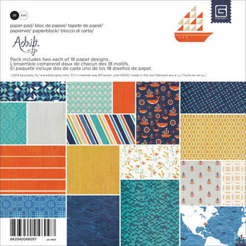 Набор бумаги 15 х 15 см Basic Grey "Adrift"