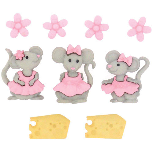 Набор пуговиц Dress It Up "Мышки в платьях"