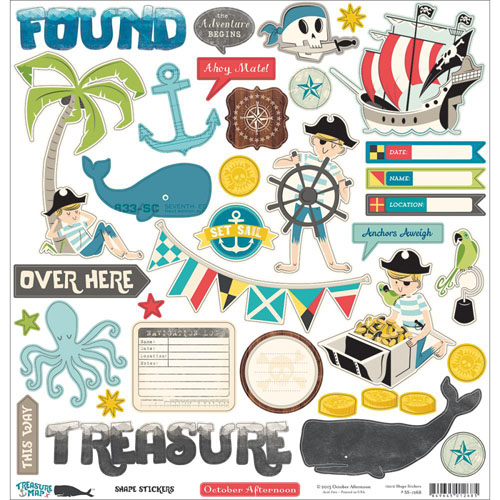 Наклейки картонные October Afternoon "Treasure Map" 30 х 30 см