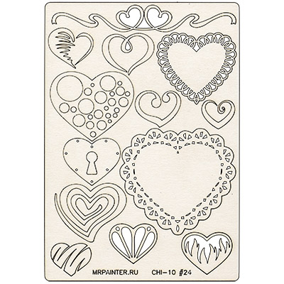 Вырубка из чипборда MrPainter "Сердечки"