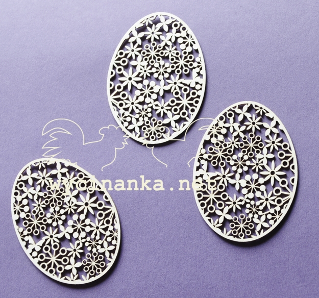 Вырубные элементы из чипборда "Кружевные пасхальные яйца" (426)