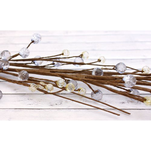 Веточка Scrapberrys с бусинками голубо-бежевая 38см