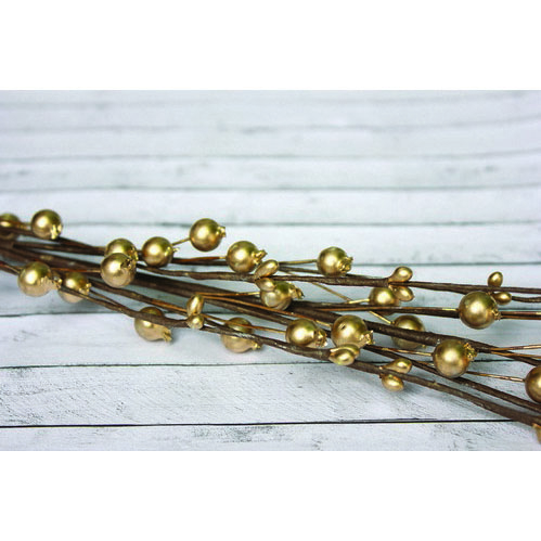 Веточка Scrapberrys с золотыми ягодками, 38см