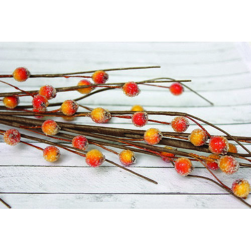 Веточка Scrapberrys с красно-желтыми ягодкам в обсыпке, 40см