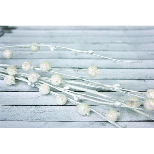 Веточка Scrapberrys с ягодками в сахарной обсыпке с глиттером, 38см