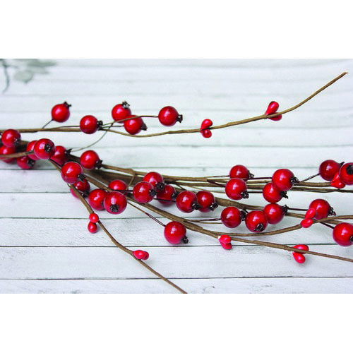 Веточка Scrapberrys с ягодками красная мелкая 42см
