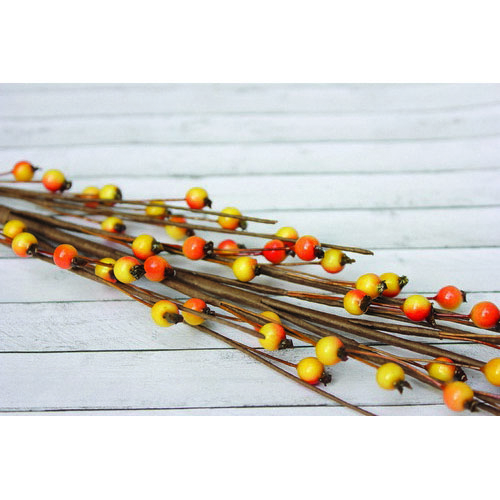 Веточка Scrapberrys с ягодками красно-желтая мелкая 34см