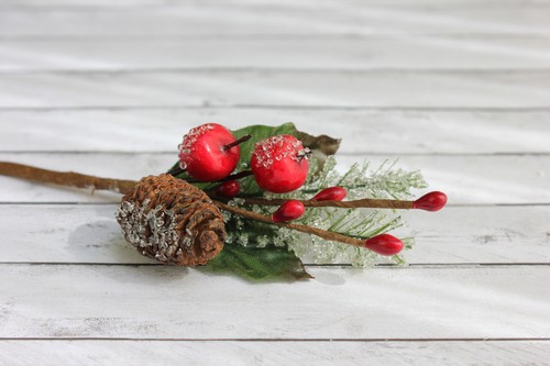 Веточка Hobby&You зимняя с еловой шишечкой