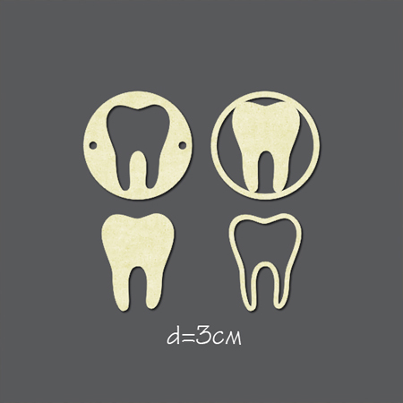 Чипборд "Фишки зубки 4 шт"