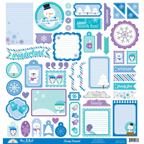 Картонные наклейки Doodlebug"Frosty Friends" 30 х 30 см