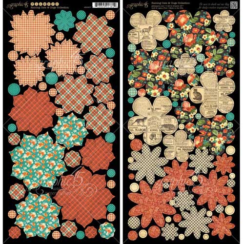 Набор вырубки из картона Graphic 45 "Raining Cats & Dogs", цветы