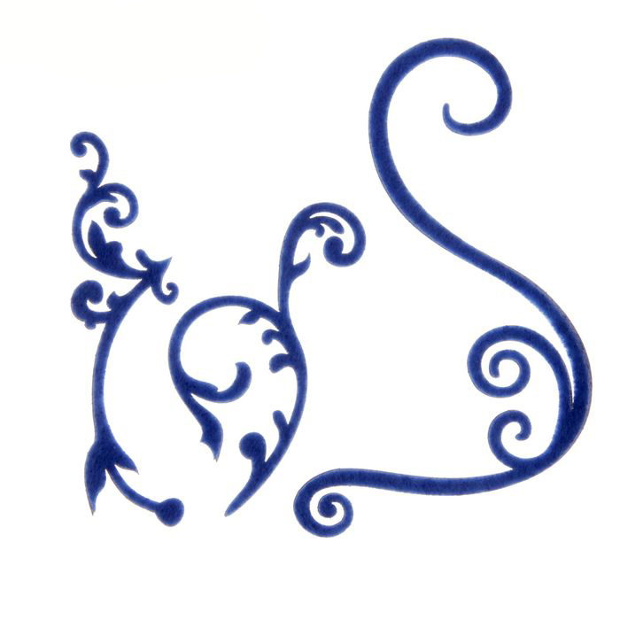 Вырубка из фетра "Завитки синий"