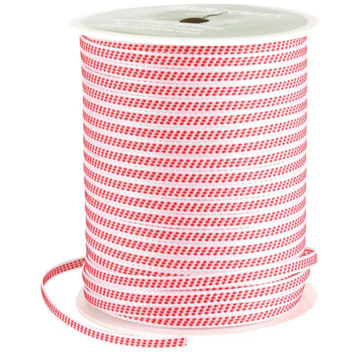Лента May Arts тонкая с прострочкой, цвет белый с красным