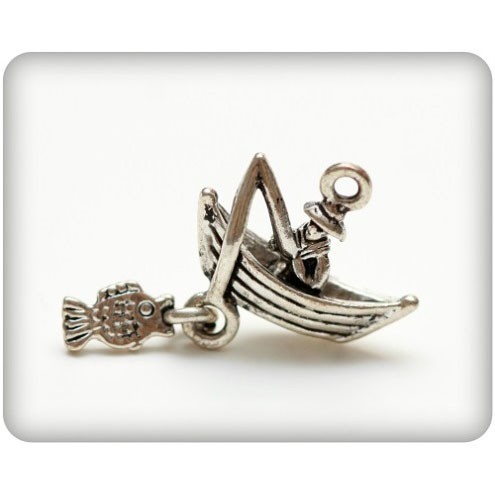 Подвеска металлическая "На рыбалке". Цвет античный бронзовый. (244)