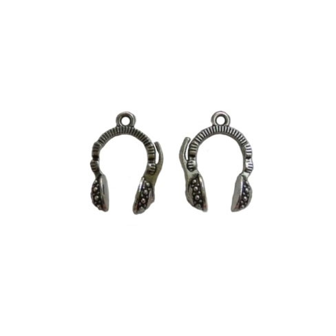 Подвеска металлическая "Наушники". Цвет серебряный. (245)